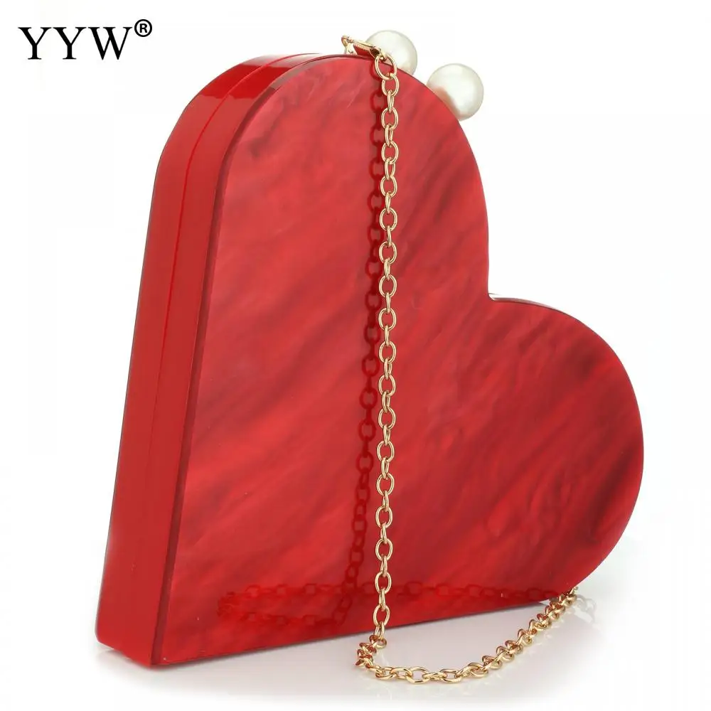 Female Clutch Bag Heart Acrylic Clutches Purse Handbags 2022 New Designer Party Bags For Women Red Luxury Weeding Evening Bags