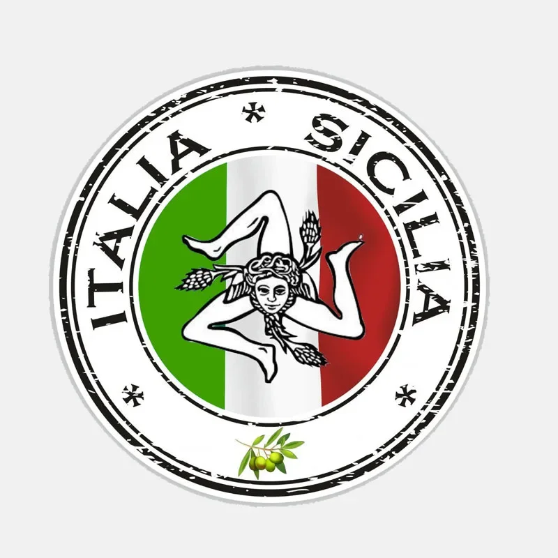 Sicilia Italy Seal Sticker Coat of Arms of Italia Round Flag Emblem Vinyl Personalized Decal Trucks Walls Laptop Waterproof