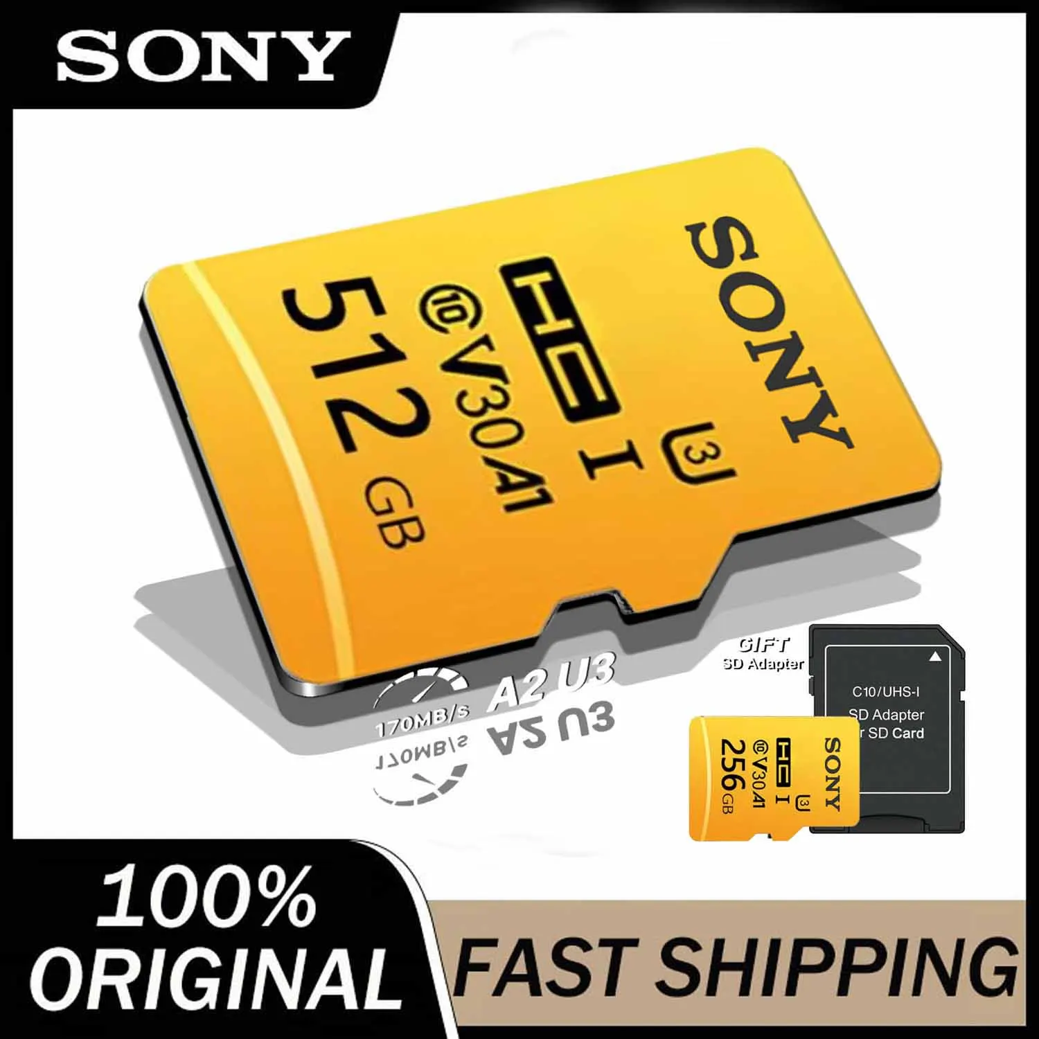 

SONY Micro SD Card C10 TF Flash Memory Card 512GB 128GB 256GB 64GB Mini SD TF Card with Card Reader for Digital Storage