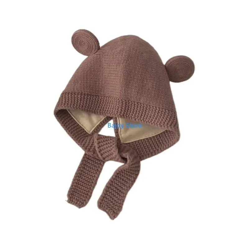 

63HE Bear Bonnet Winter Warm Hat Ear Protections Hat for Baby Kids 0-3Years