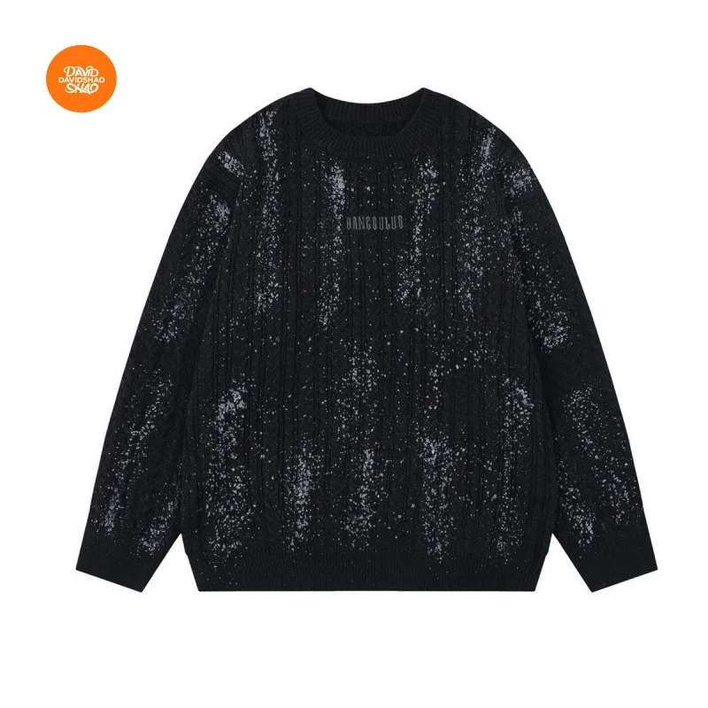 DAVIDSHAO UE EE. UU. Tamaño de alta calidad ropa de calle al aire libre marca de tendencia de lujo invierno hombres residuos suéter de inyección de tinta