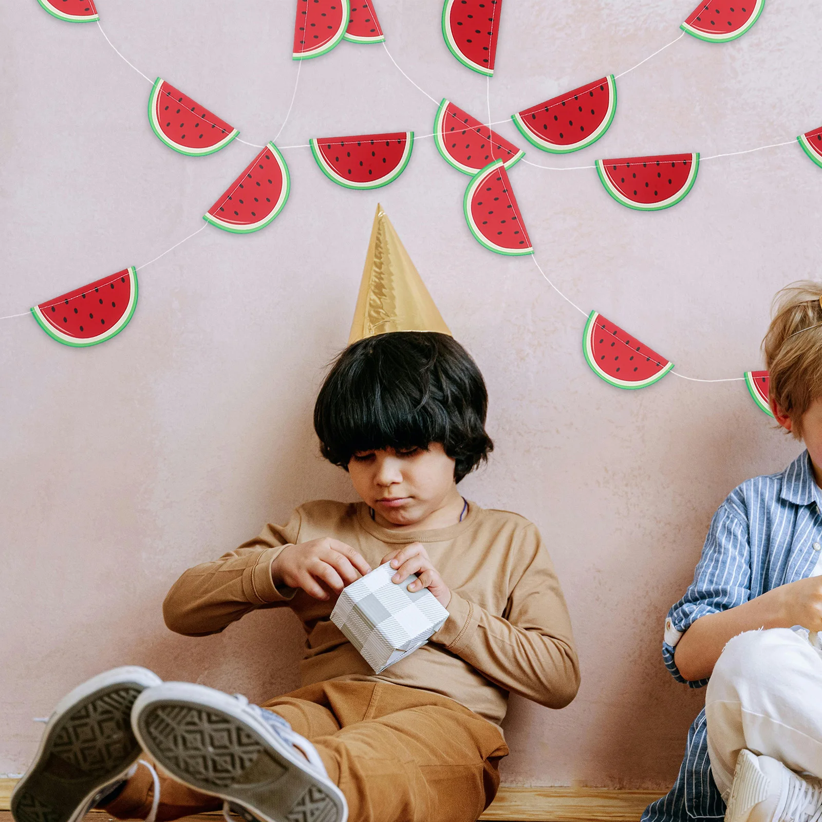 

4pcs Watermelon Themed Party Decorations Fruit Design Birthday Banner Garland For Indoor Outdoor Celebrations, Hanging Streamers