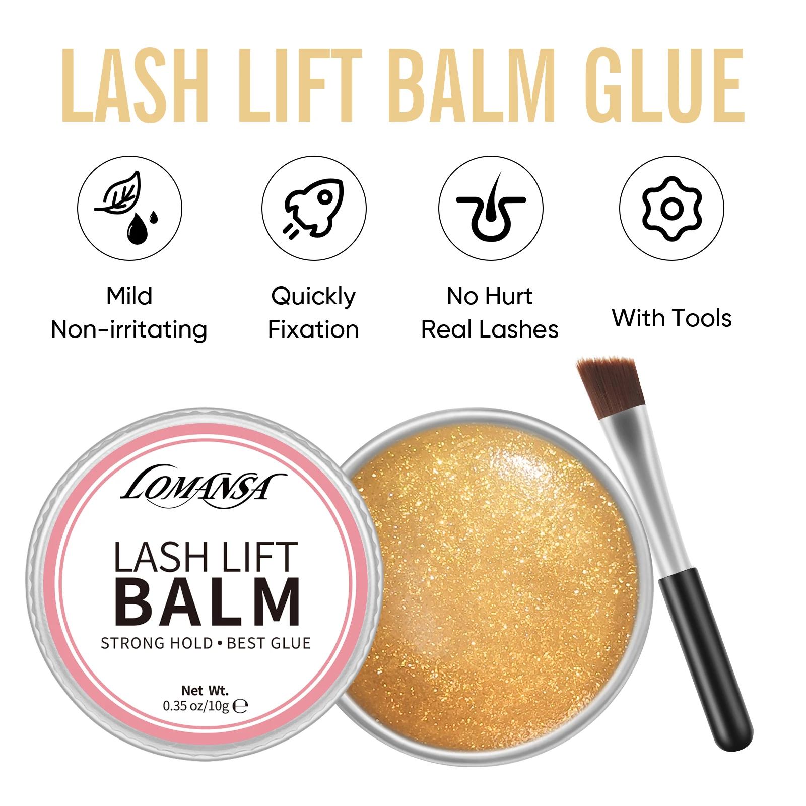 Lomansa 10g 솔리드 속눈썹 리프트 접착제 고정 접착제 비 자극 향기로운 눈썹 솔리드 접착제 리프팅 속눈썹 밤 다림질 도구