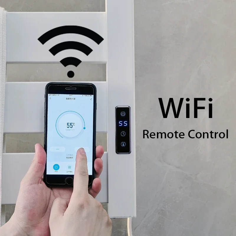 Imagem -02 - Banheiro Smart Wifi Secador de Toalha Elétrica Toalha de Banho Branca Prato Aquecido Cremalheira de Secagem Parede Cozinha Aquecedor Toalha Aquecedor Secador Titular Toalha Aquecimento Elétrico para Banheiro 110v 250v