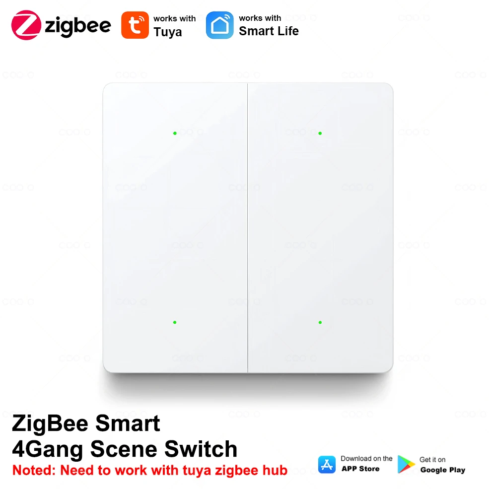 

Tuya Zigbee Smart Scene Switch Button 4 Gang Wireless Wall Push Button Switch Controller Smart Home Automation Scenario Switch