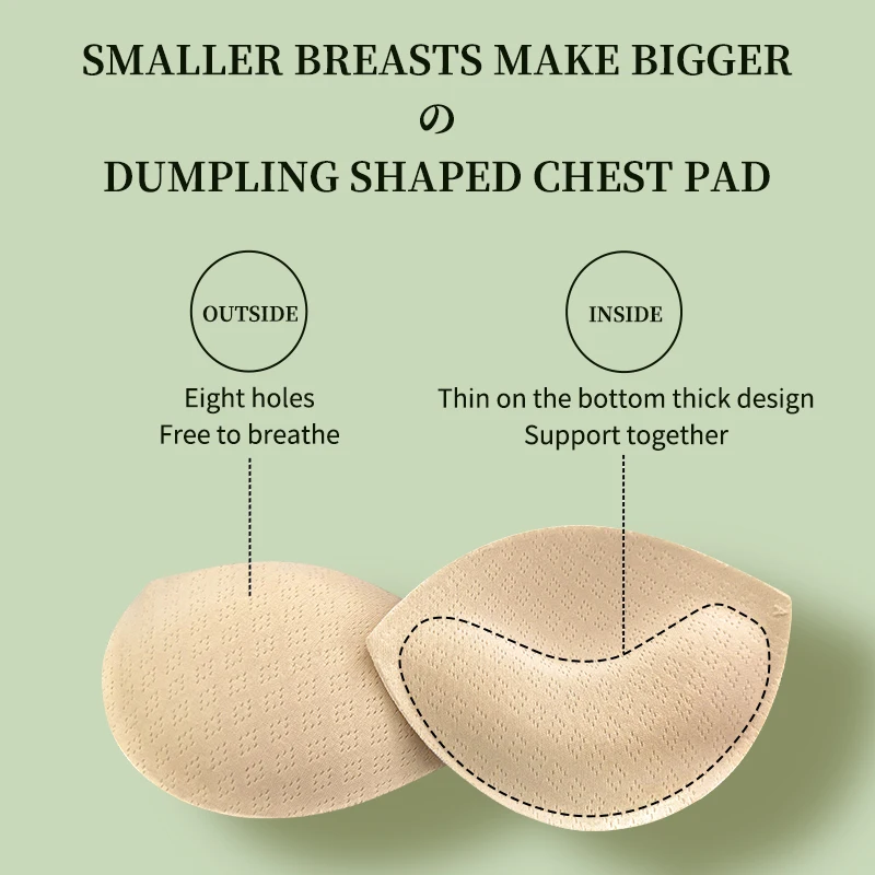 2 Pieces of Soft and Comfortable Dumpling-Shaped Sponge Breast Pads, Suitable for Women's Bras and Underwear, Removable, Washable, and Reusable