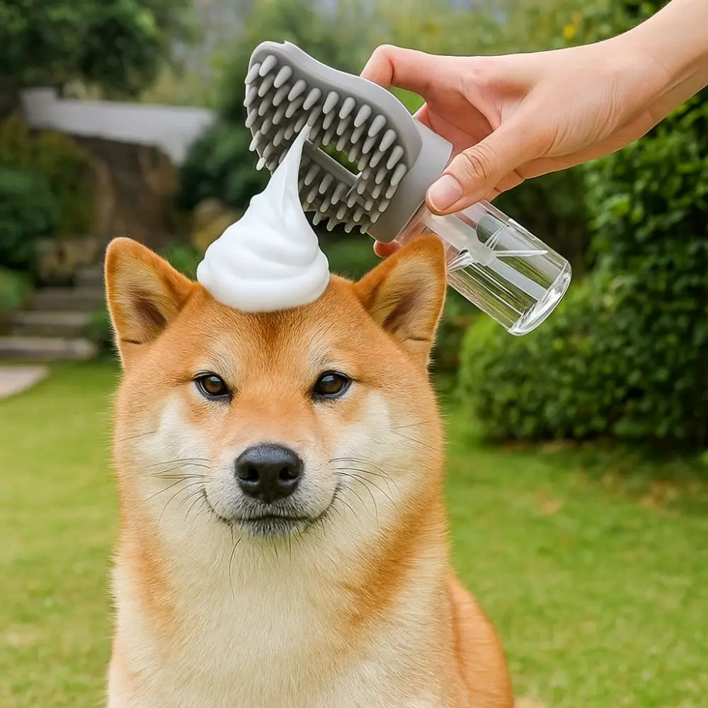 فرشاة حمام الحيوانات الأليفة من السيليكون، مقبض ناعم ومريح، فرشاة تهذيب الحيوانات الأليفة، فرشاة تدليك الكل في واحد، تنظيف القطط #3