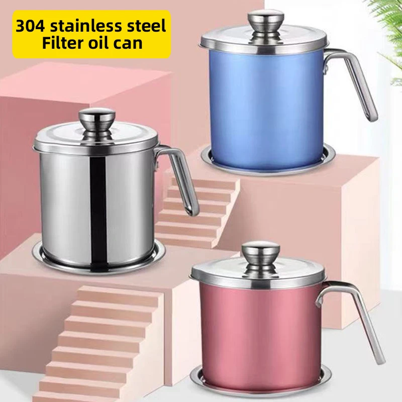 

Obelix New Stainless Steel Oil Strainer Pots Container Jug Storage Can With Filter Cooking Oil Pot For Cooking Tools Oil Can