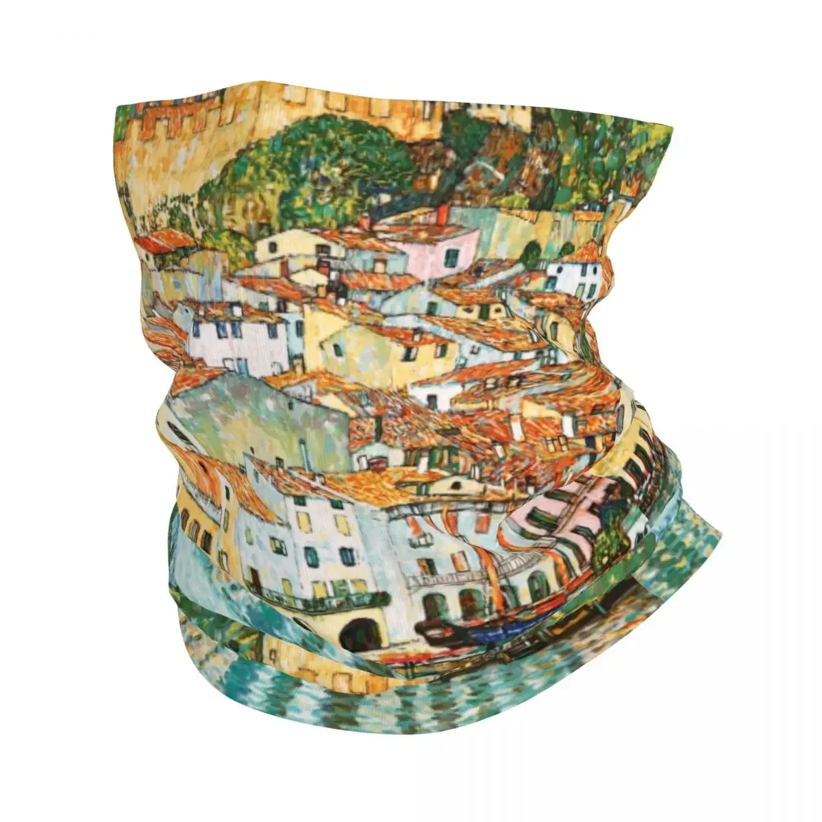 Gustav Klimt Malcesine On Lake Garda Bandana Neck Gaiter for Ski Running Women Men Wrap Scarf Painting Art Headband Warmer