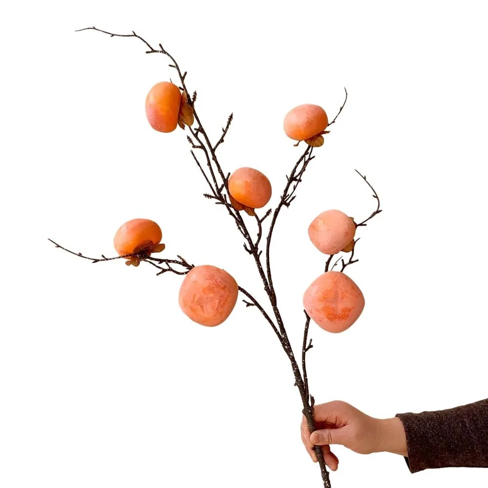 

3/5/7 Heads Artificial Persimmon Branch Handmade Realistic Simulation Persimmon Fruit Plastic Foam Artificial Fruits Branches