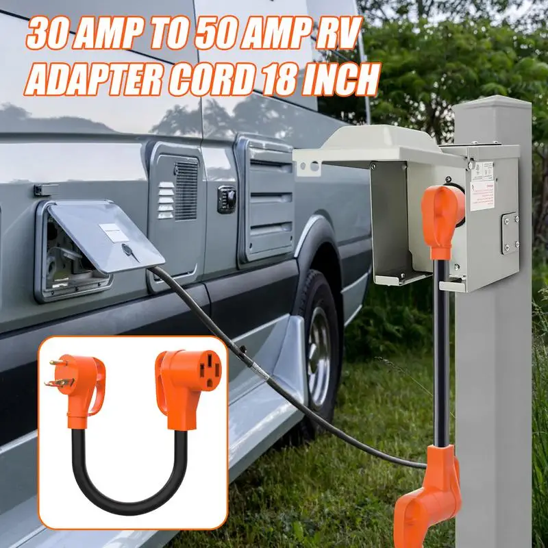 30 Amp RV Cord Electrical Adapter RV Plug Adapter 30 Amp To 50 Amp RV Generator Adapter 18 Inch RV Electrical Adapter Dogbone