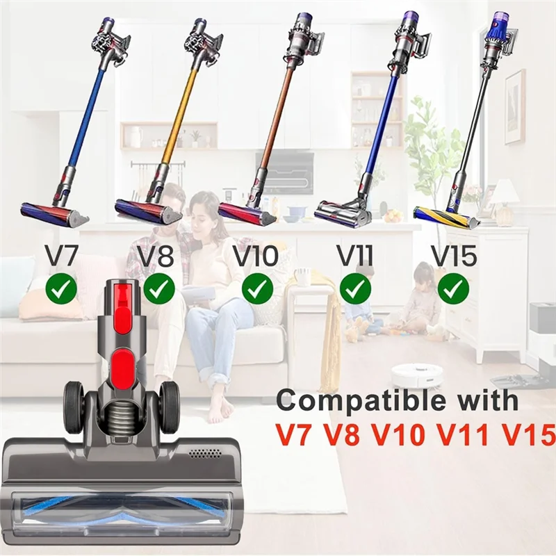 Escovas de limpeza de cabeça de acionamento direto com luz LED para Dyson V7 V8 V10 V11 V15 Acessórios de vácuo para piso de madeira-CLIM