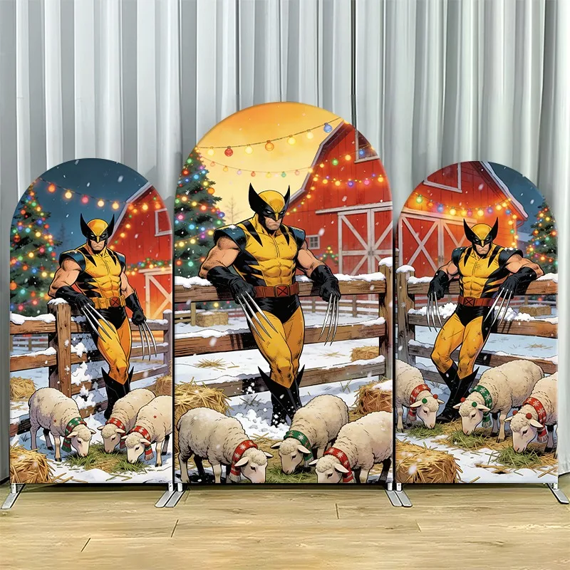 

Arch Backdrop Cover Single Side Wolverine Farm Sheep Barn Christmas Tree Premium Party Decoration Photo Booth Background Props