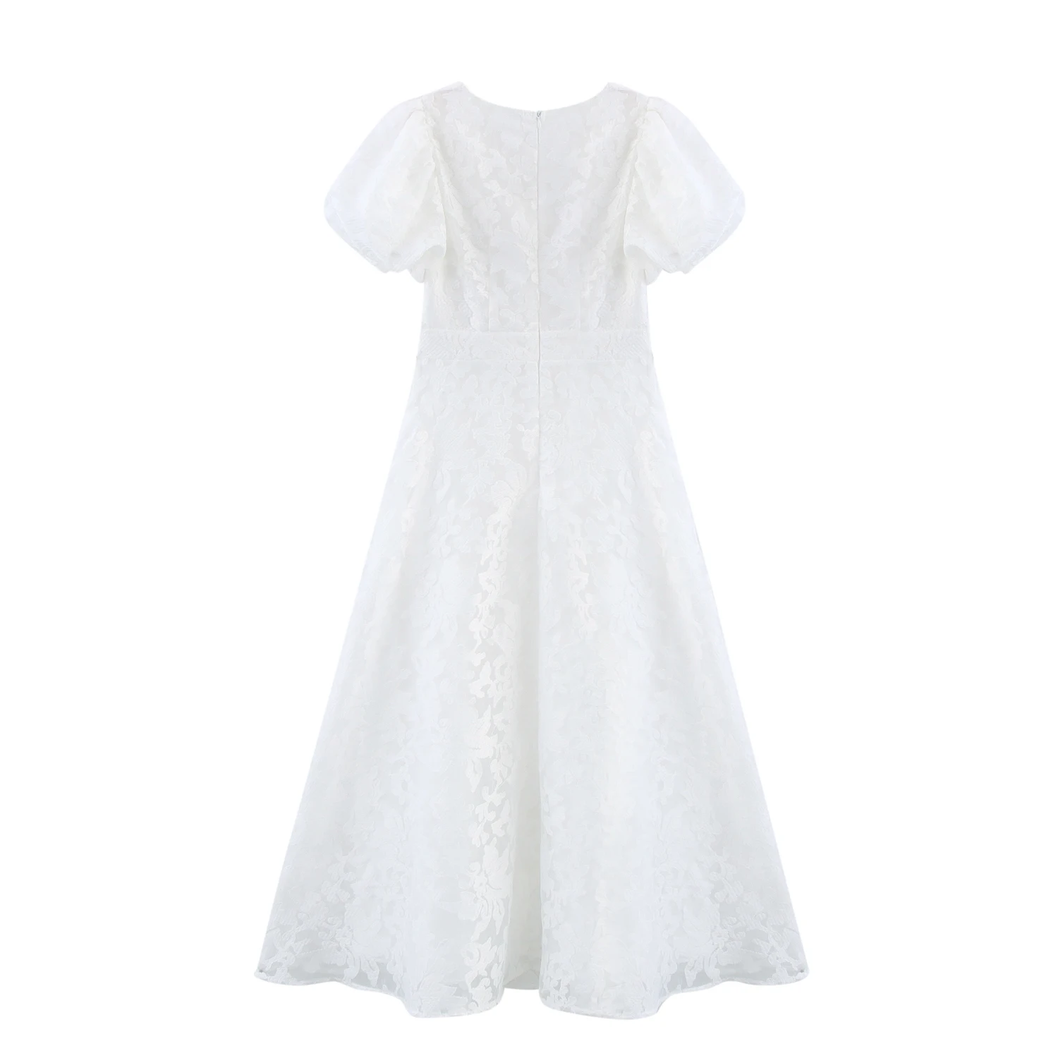 우아한 허리 조임 버블 슬리브 브이넥 드레스 가을 신상 여성 패션 드레스 JNLEAOG 공주 스타일 요정 스커트