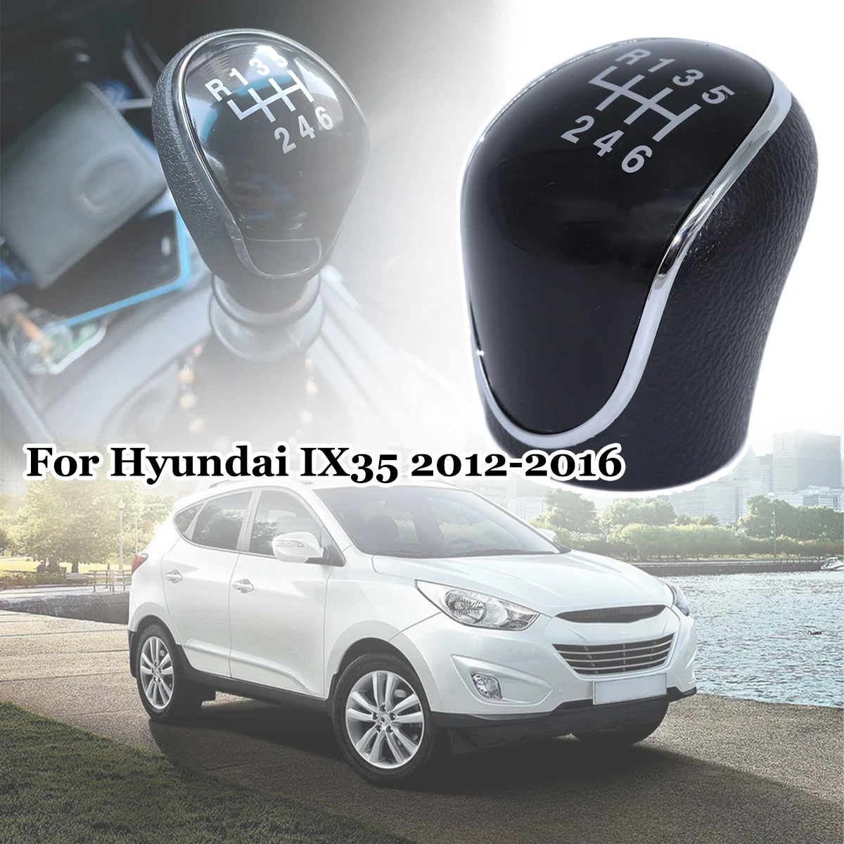 

For Hyundai IX35 2012-2015 2016 6SP +R MT Gear Shift Knob GearStick Lever Pen Shifter Handball Chrome M10 Black Replacement part