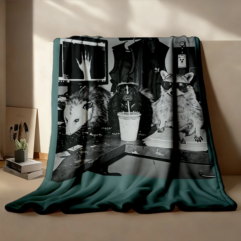 Xray Technologist Flannel Blanket, Raccoon Radiology Flannel Throw, Possum Rad Grad Gifts, Radiologic Tech Cozy Blanket