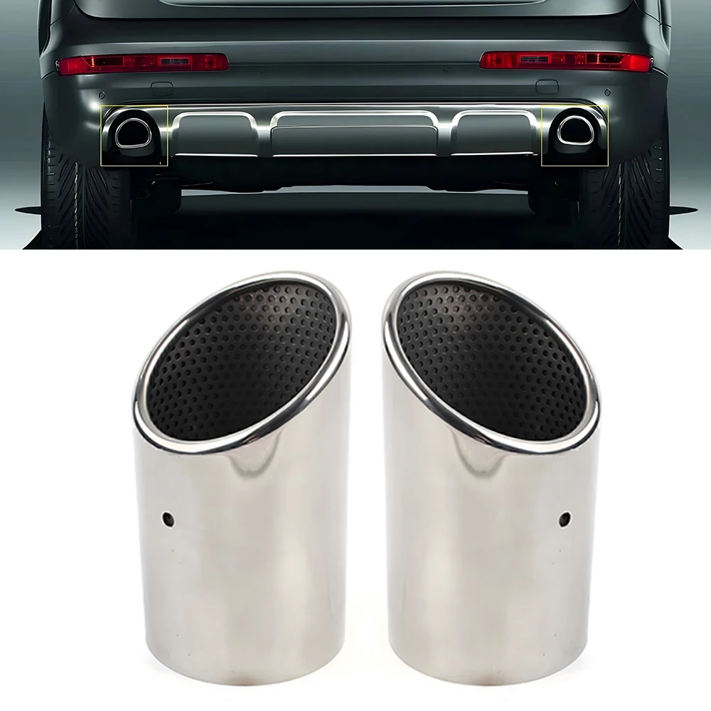 

NEW 2X STAINLESS STEEL FINISHER END EXHAUST TAIL REAR MUFFLER TIP PIPE TAILPIPE For AUDI Q7 2006 -2008 2009 2010 2011 2012 2013