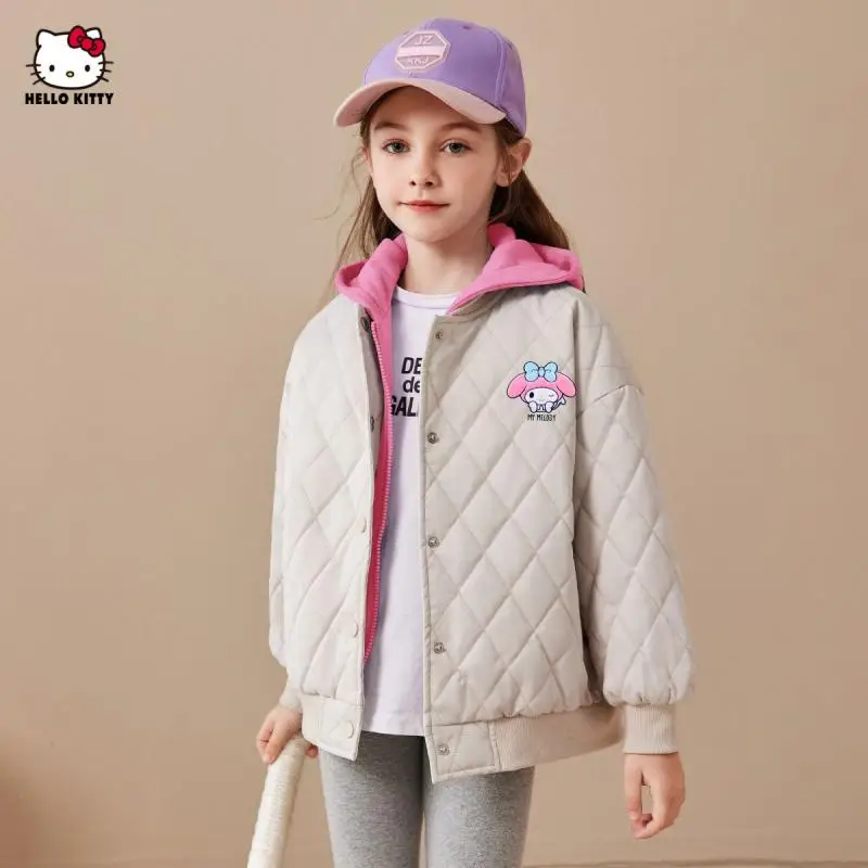 

Sanrio Hsanrio Hello Kitty Children Cotton-Padded Jacket Girl Thickening Coat Keep Warm Tops Kawaii Anime Versatile New Clothing
