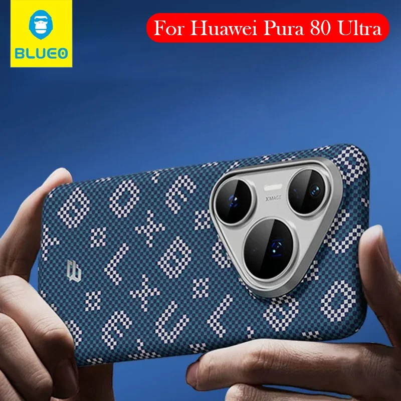 

Чехол Blueo из углеродного волокна для Huawei Pura 80 Ultra Kevlar, задняя крышка с беспроводной зарядкой для HUAWEI PURA 80 ULTRA