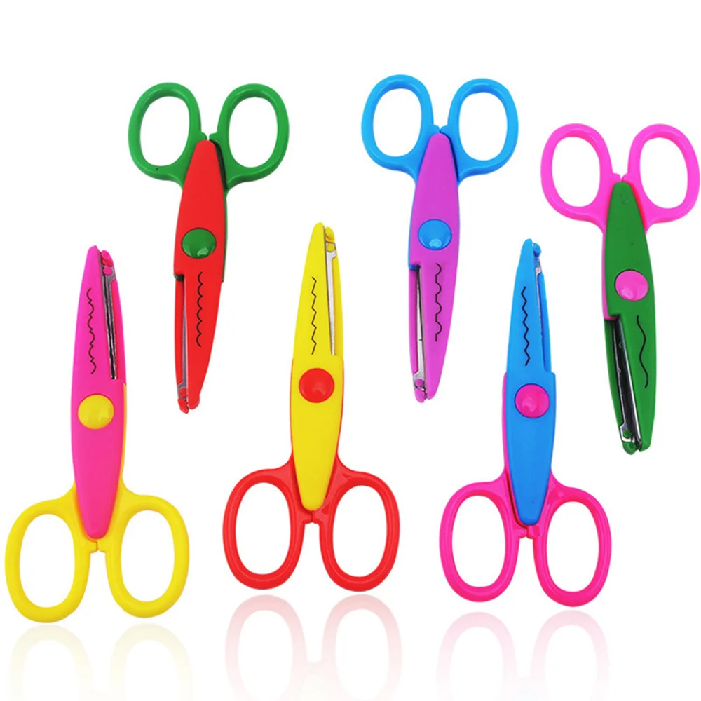 Children's Scissors Mini Paper Cutting Scissors Wavy Pattern Paper Cuttings Lace Scissors Safety Stationery Scissor Art Tool