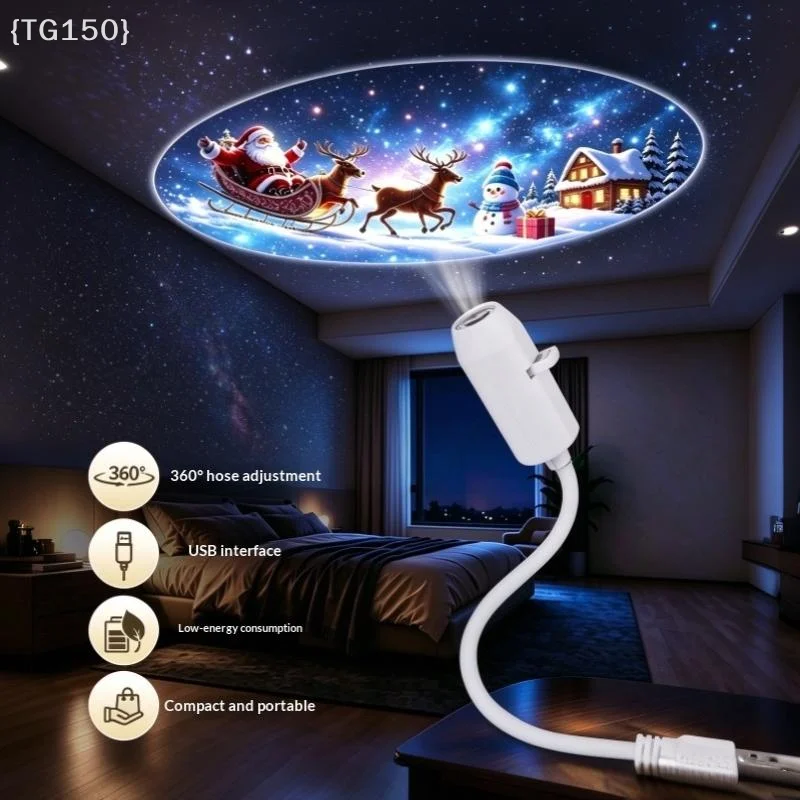 〔T〕1 Set USB Projection Lamp Christmas Main Image Projector Light 24 Patterns For Bedroom Home Decor
