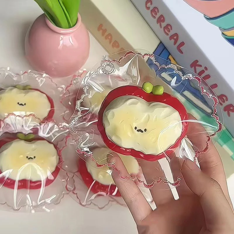**Red Apple Strawberry Egg Tart Strawberry Cream Bar Soft Stress Relief Toy Sensory Toy For Kids Adults Anxiety Relaxation