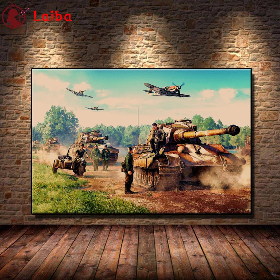 Full Diamond Embroidery WW2 Wehrmacht Tiger Tank Panzer Division Wiking Diamond Painting Cross Stitch Home Decoration