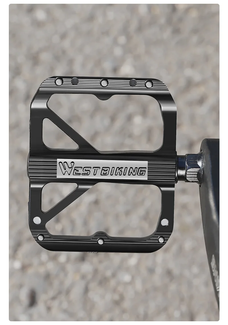 WEST BIKING Leichte 3-Lager Fahrradpedale Cr-Mo Stahlwelle Aluminiumlegierung Rutschfeste Fahrradpedale Breite Fahrrad-Flachpedale – Detail 11