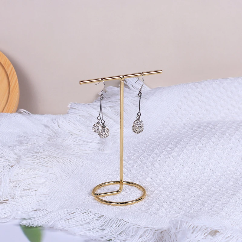 1PC Simple Universal Jewelry Display Rack Metal T-shaped Earrings Necklace Storage Holder Stand Show Charms Display Rack