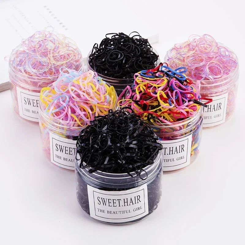 1000pcs/Pack Girls Colorful Small Disposable Rubber Bands Gum for Ponytail Hold Scrunchie Hair Bands Fashion Hair Accessories