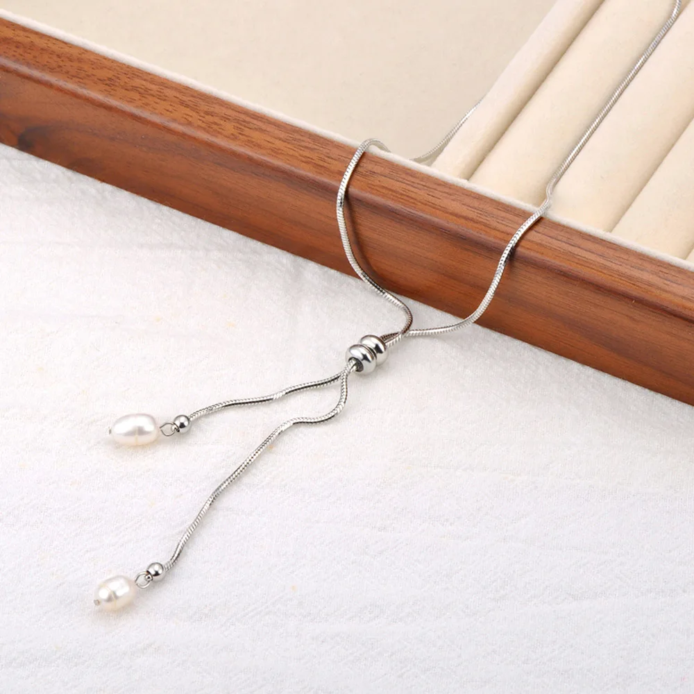 JeeMango Halskette mit Anhänger aus natürlicher Muschel, doppeltes Herz, für Damen, goldfarben, Edelstahl, klassischer Halsschmuck, wasserdicht, N26037 – Detail 15