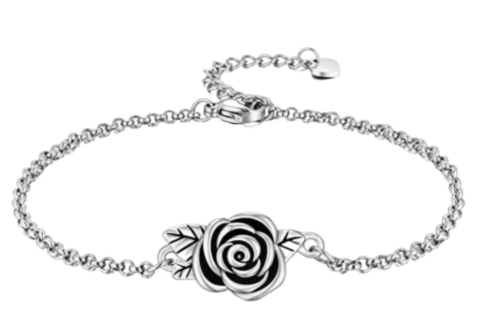 Newest 316L Stainless Steel Rose FLower Cremation Urn Bracelet With Chain  Adjustable Length Keepsake Memorial Jewelry