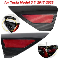 Car Rear Door Side Reflector Cover Charging Port Cover Tail Light Cover Trim for Tesla Model 3 Y 2017-2023 110078199D 108485499J