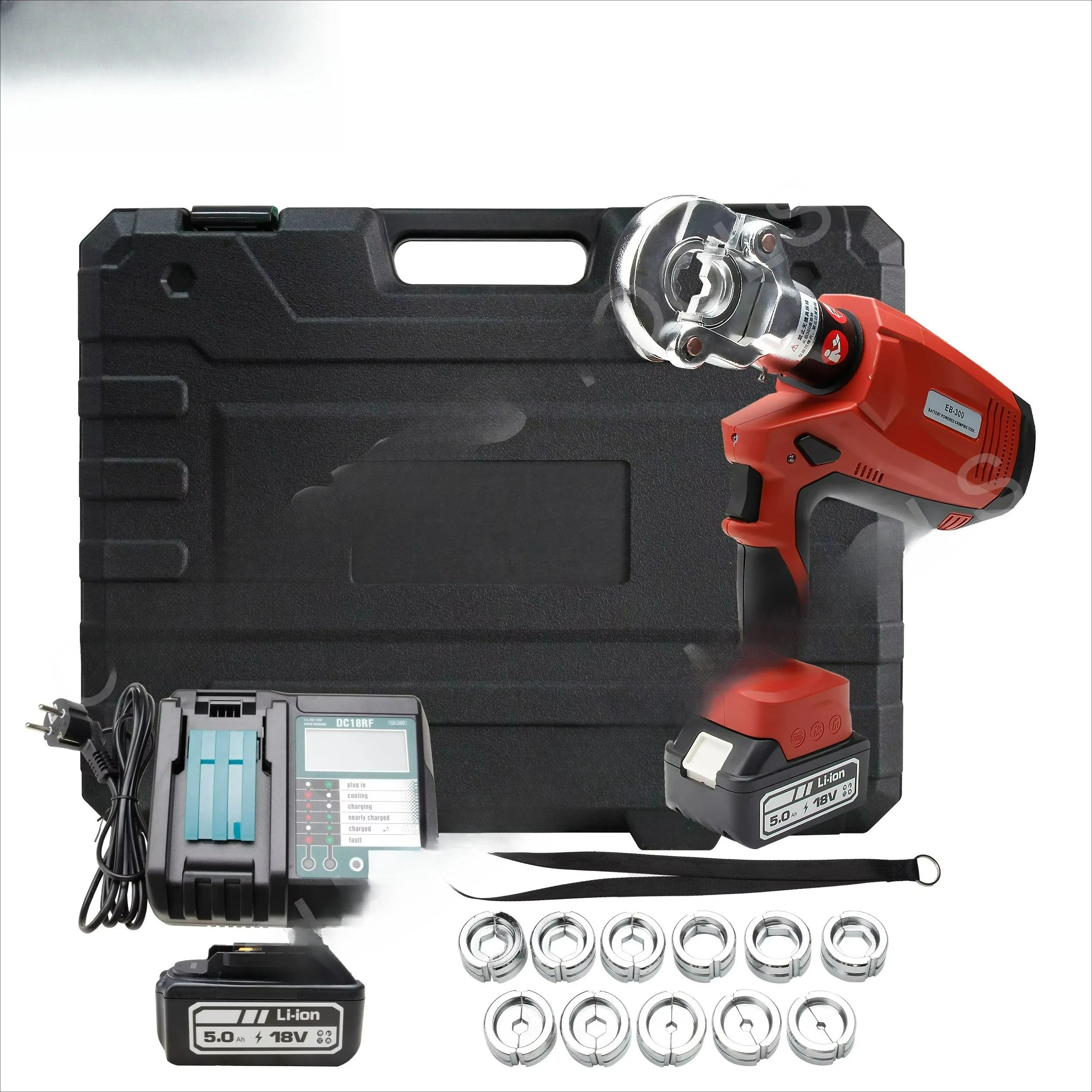 EB-300 Brushless Hydraulic Battery Powered Electric Crimping Tool 16-300 Cable ISO Certified 4.0Ah Capacity Steel Construction