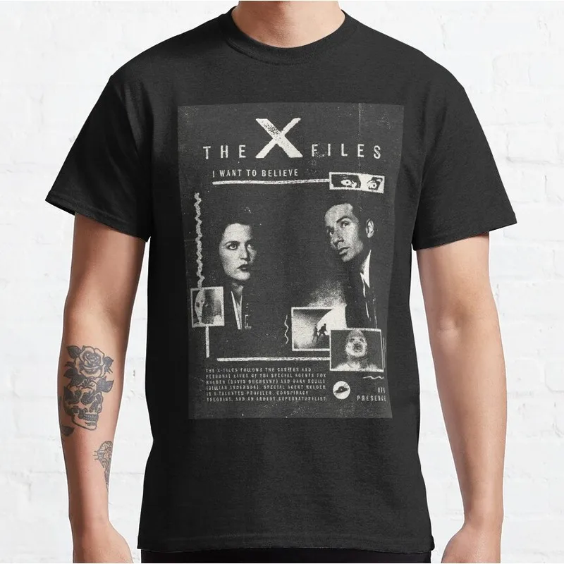 100% cotton printed Vintage Sci fi tv series The X Files Gift t shirt 0227 Retro Alien movie Graphic clothes All size tops S-6XL
