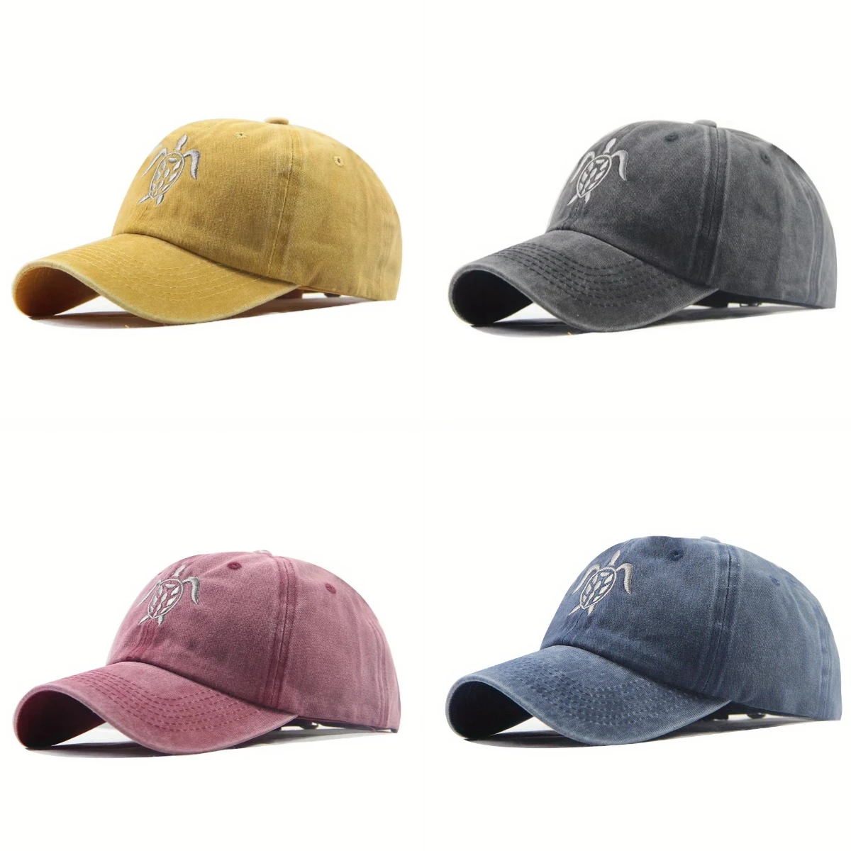 

Turtle Embroidery Baseball Cap Men's Fashion Lightweight Outdoor Sunshade Hat Washed Cowboy Vintage Leisure Street Hip Hop Cap