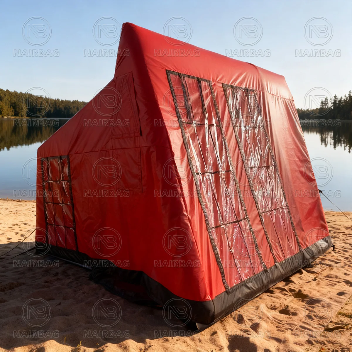 Venta al por mayor de fábrica, tienda de campaña inflable grande para glamping, habitaciones familiares, tienda de campaña de aire hermética impermeable de Pvc para familia, exterior, invierno