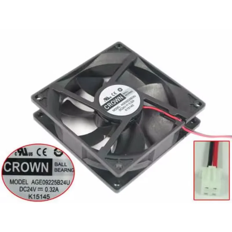 CROWN AGE09225B24U DC 24V 0.32A 92x92x25mm 2-wire Server Cooling Fan