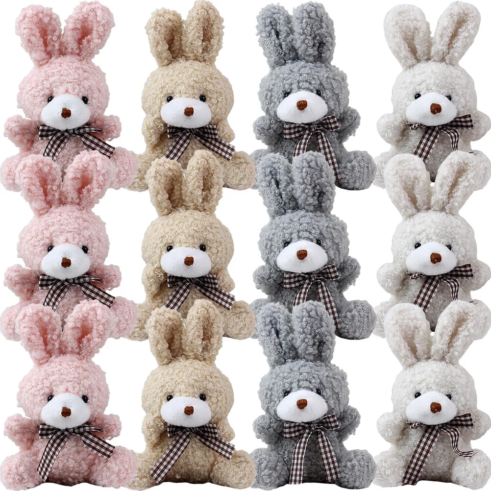 Pp Cotton Bunny Keychain para Mulheres, Mini Plush Animals Chaveiros para Criança, Bulk, 12 Pcs