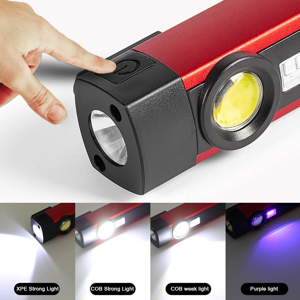 Luz de trabalho portátil Auto Repair LED COB Brilho Luz de emergência Lâmpada de trabalho Lanterna com base magnética 240LM