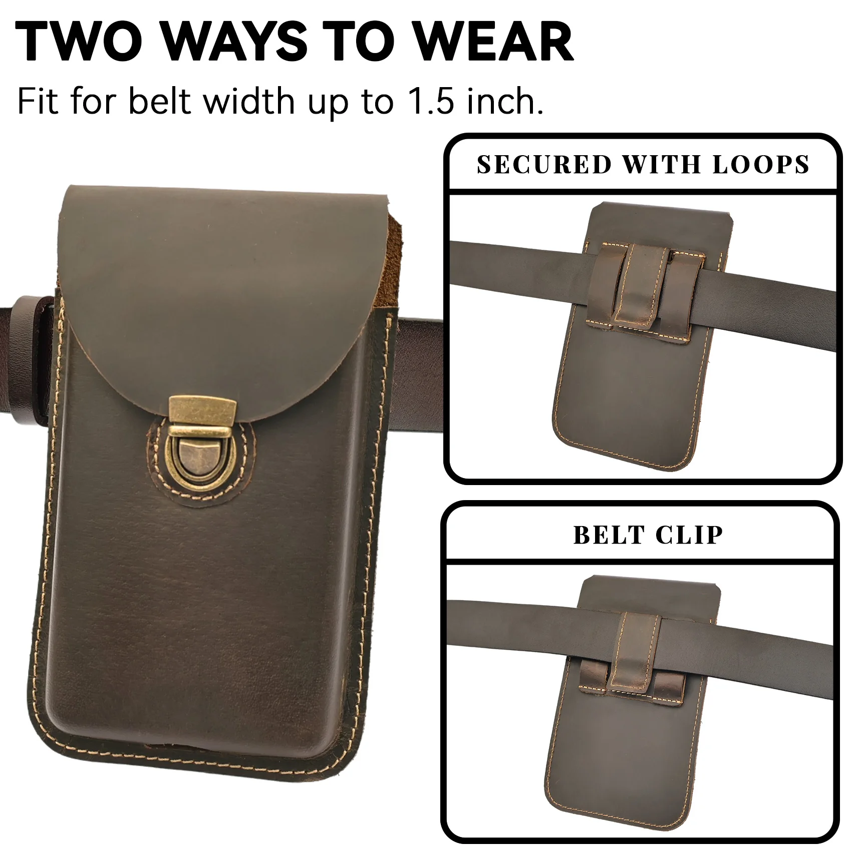 RIYAO-Étui de téléphone en cuir de cheval pour homme, petit sac de taille pour voyage en plein air, avec clip de ceinture