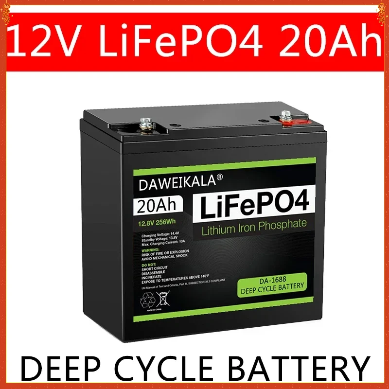 

12V Battery 20Ah LiFePo4 Battery Lithium Iron Phosphate 12V LiFePo4 Rechargeable Battery for Kid Scooters Boat Motor