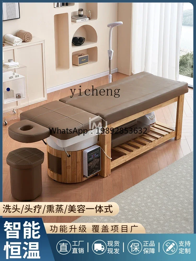 ZZ Solid Wood Head Therapy Bed Lying Completely Hair Salon Pedicure Integrated Shampoo Chair High-End Ceramic
