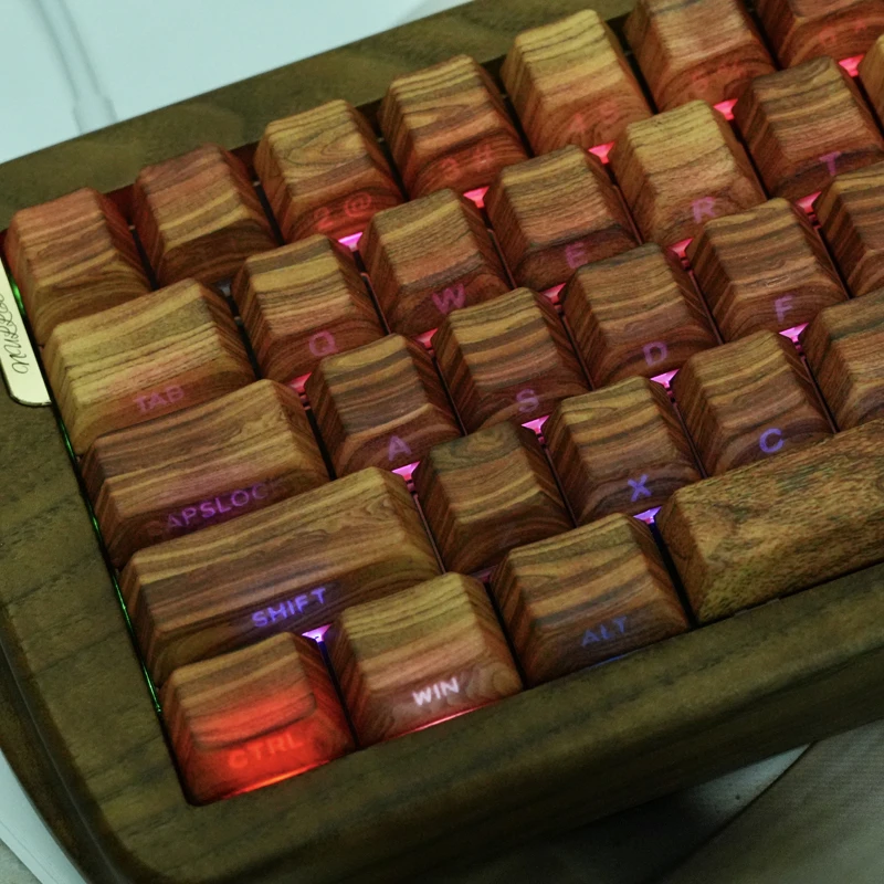 

Walnut Wood Grain 130 Keys Dye Sub PBT Keycaps Side-lit RGB Backlit Keycaps Cherry Profile for MX Switches Mechanical Keyboard