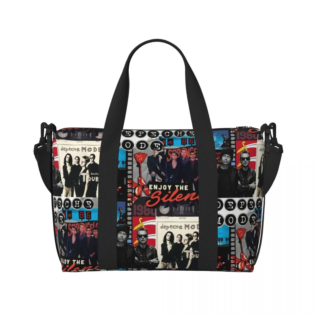 Custom Electronic Rock Depeche Cool Photo CollageMode Tote Bag for Women Big Capacity Beach Gym Travel Bags