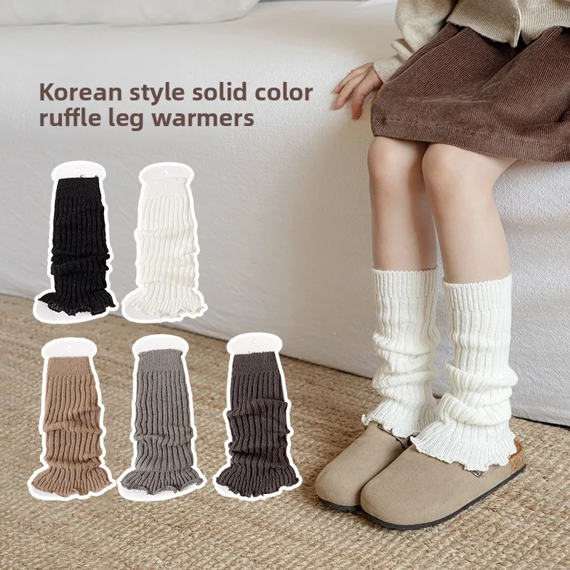 

Children's Girls' stacking socks Autumn and winter leg covers Baby lace calf Warm knitted leg guards long tube
