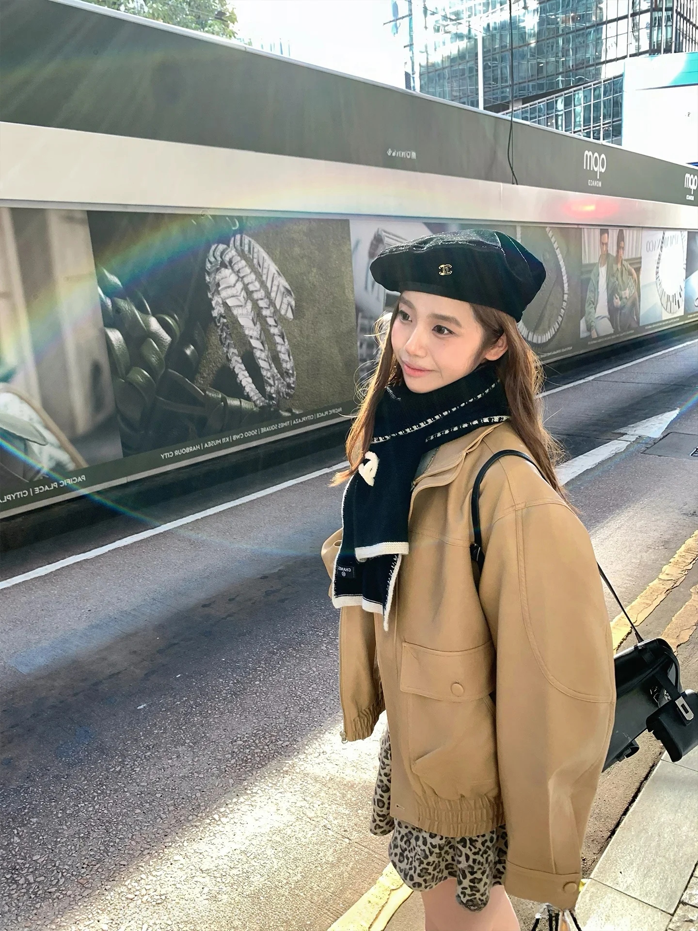 

Lazy Chic Light Brown Pilot Collar Leather Jaet Outerwear by Circle Cooky Early Autumn Berlin Korean Sle Women's Faion