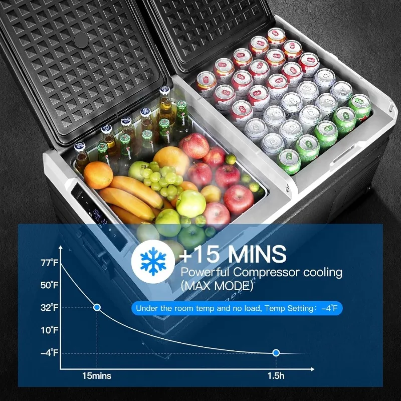 12 Volt Car Refrigerator, RV Car Fridge Dual Zone APP Control, Portable Freezer 95 Quart(90L)