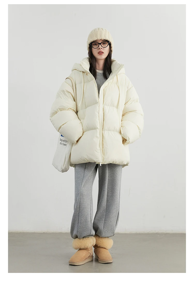 CHIC VEN Women Down Coats Solid Loose New Hooded 90 White Duck Down Down Jacket Puffs Female Outerwear Autumn Winter 2026