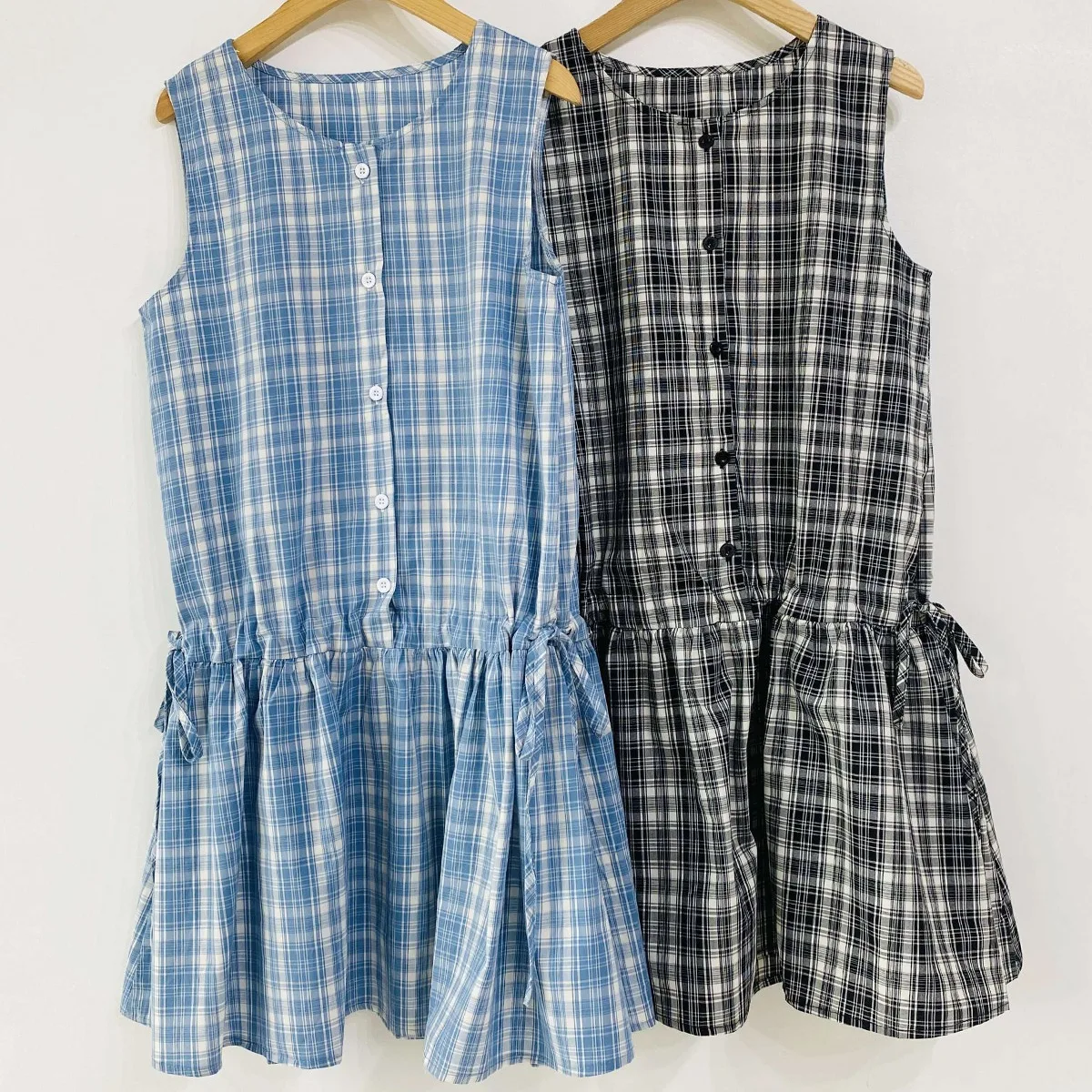 Gilet d'été Dr femme ample Agel rétro Plaid Dstring Svel jupe trapèze confortable respirant décontracté Dr